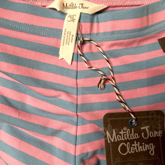 Matilda Jane NWT Girls Size 10 Blue and Pink Stripe Leggings with Ruffle - Picture 9 of 9